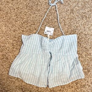 American Eagle Cinched Flyaway Striped Halter Top NWT